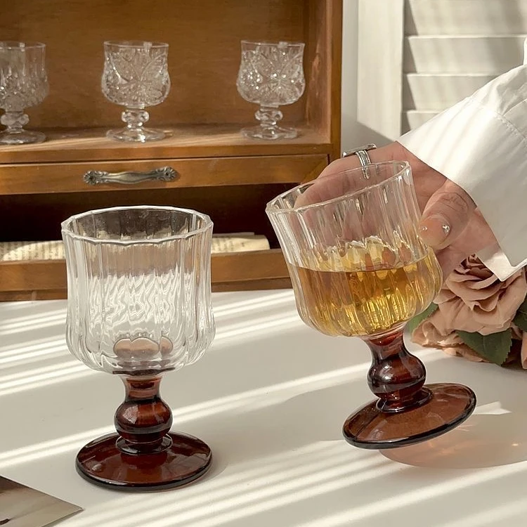 【两只】杯小众家用专用中古酒玻璃餐具高脚杯香槟杯葡萄酒玻璃杯