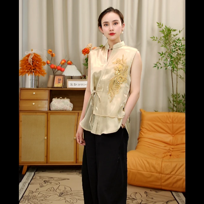 晴曦原创【水云间】长60夏季新款创意拼接新中式上衣