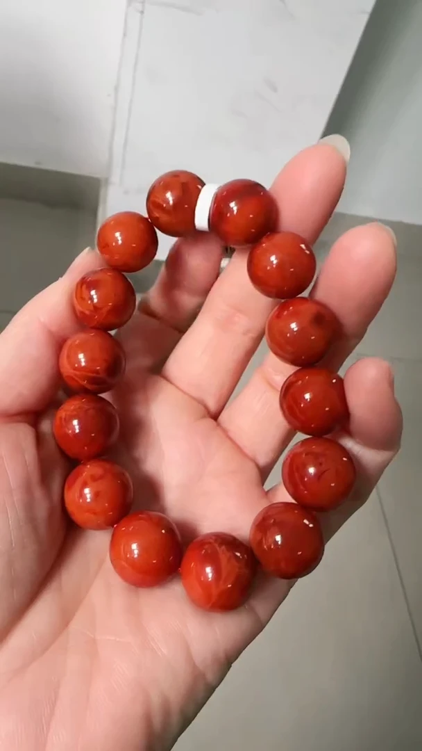 未镶嵌多样性发一件南红玛瑙15mm紫云赤炎九口圆珠手串