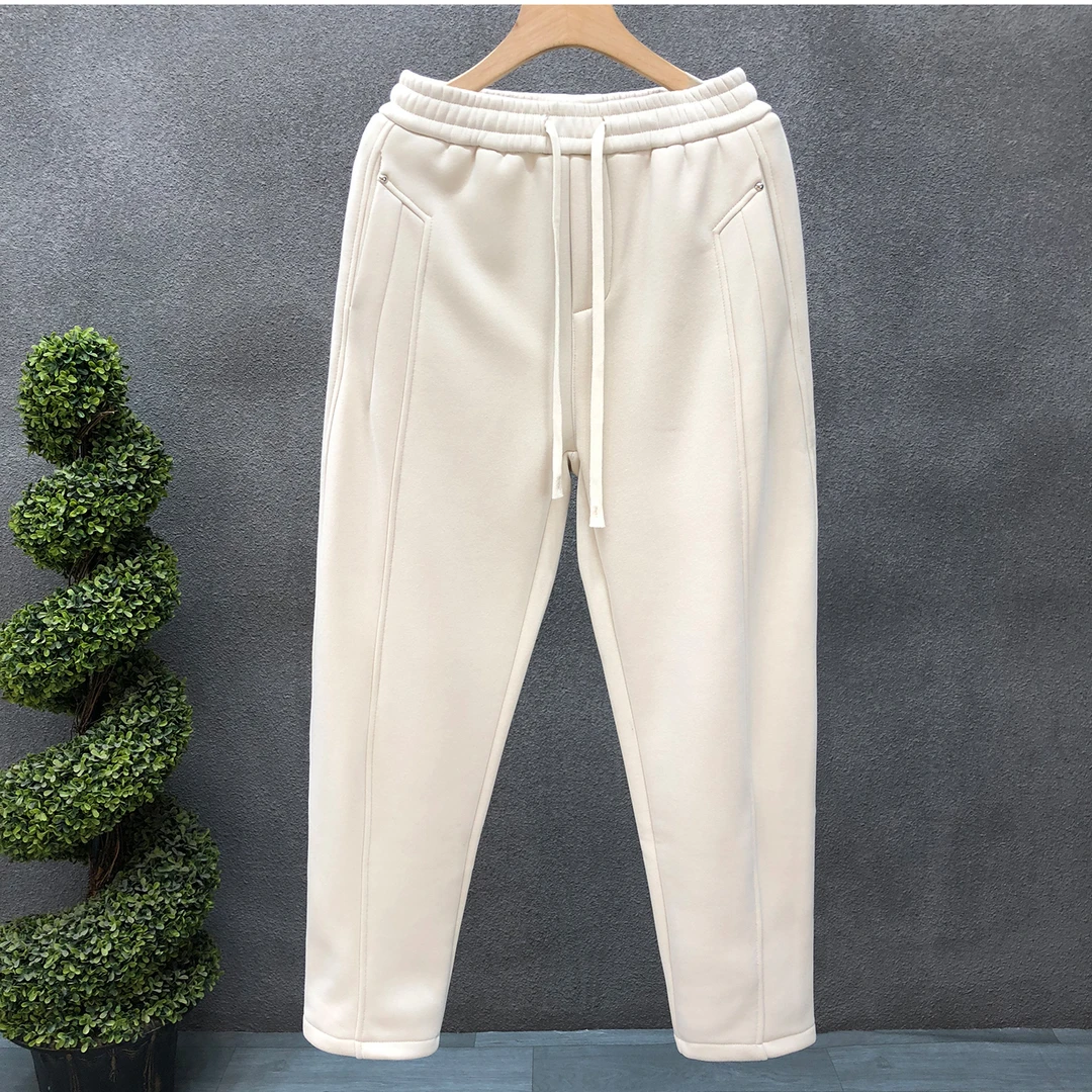 流行微阔休闲裤男直筒加绒加厚卫裤2025秋冬季新款男士痞帅运动裤