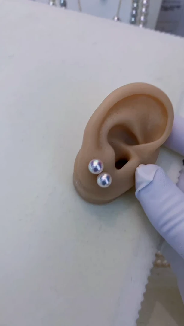 18K金镶嵌海水珍珠饰品6-7素钉定制