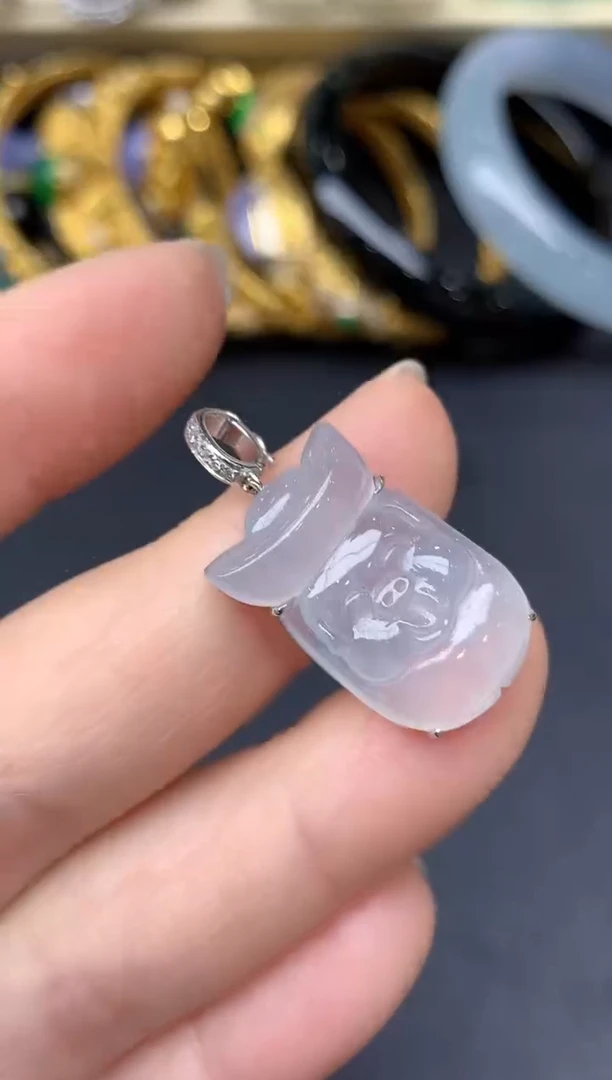 颈饰18K金镶嵌翡翠128-雪姐翡翠天天见