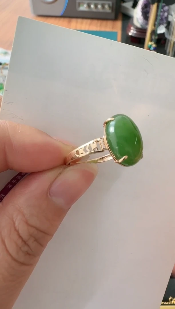 【闪购商品】和田玉w18K金镶嵌戒指