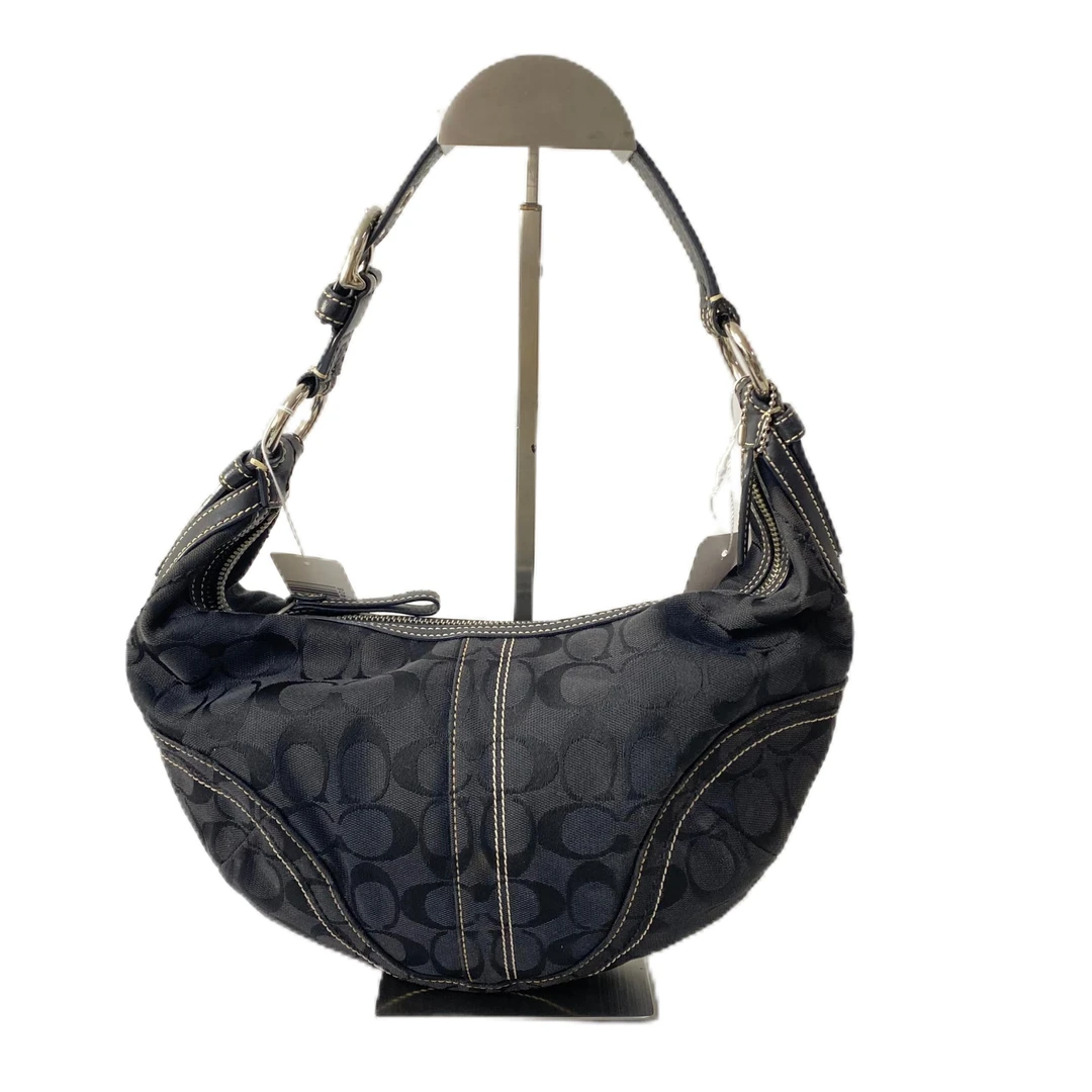 95新 COACH/蔻驰 经典老花帆布拼皮单肩腋下包 MM-80371