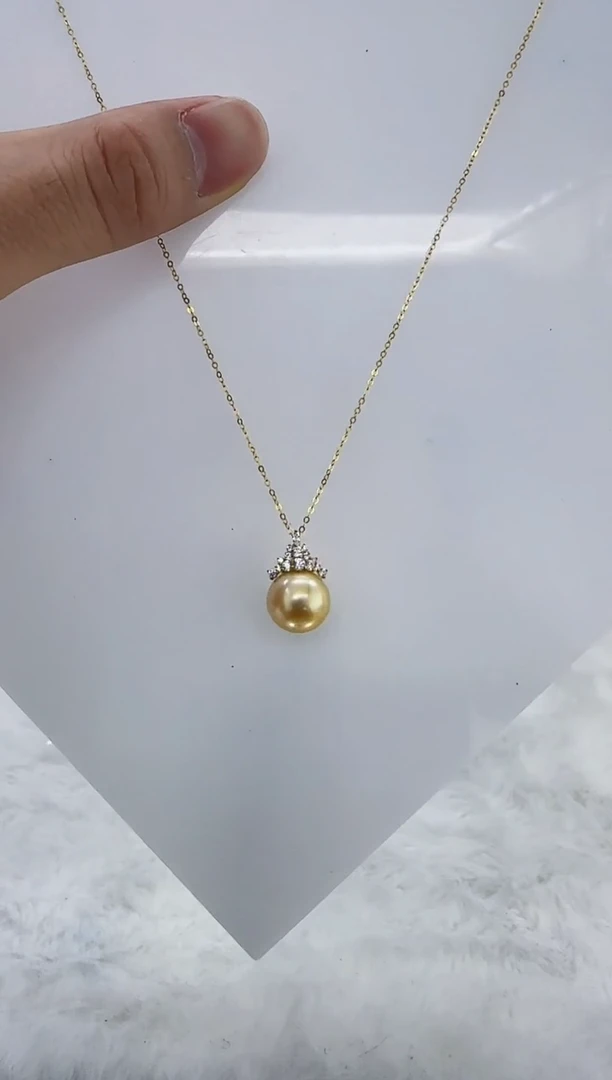 18K金镶嵌海水珍珠DA海水金珠吊坠12 ss179