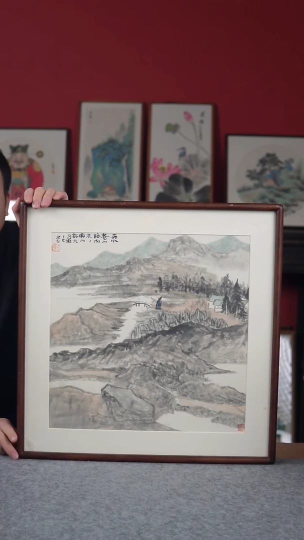 国画纯手绘纯手写-带框尺寸52*52