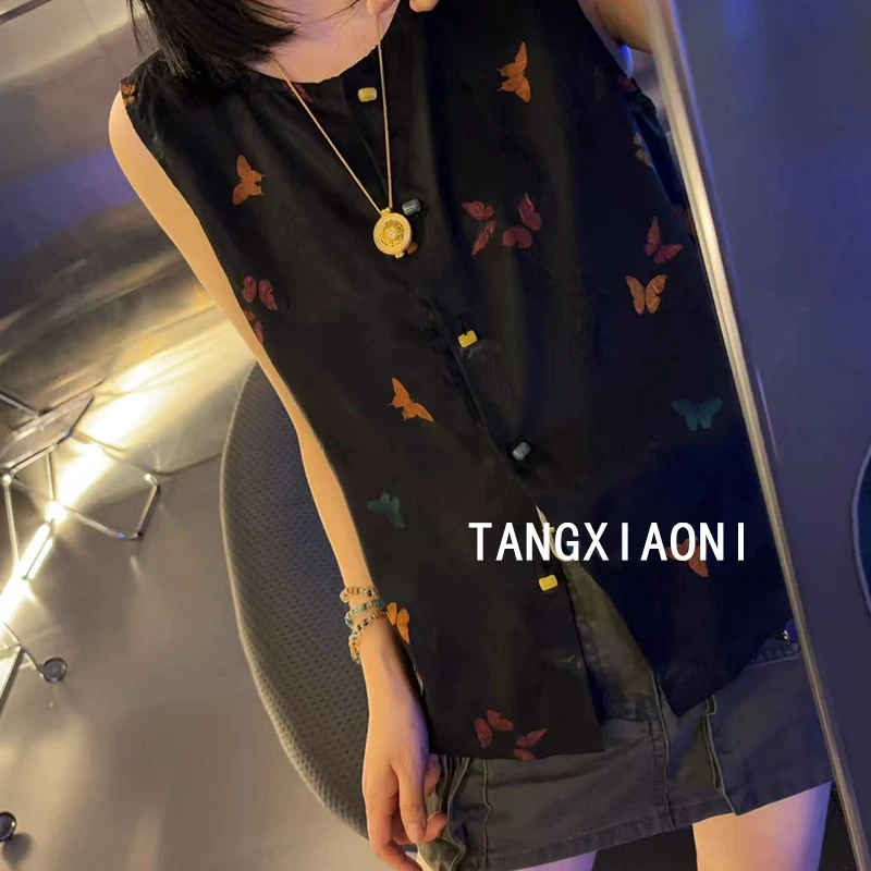 2店  渠道货【彩蝶霏飞】宝石扣盘扣双穿上衣