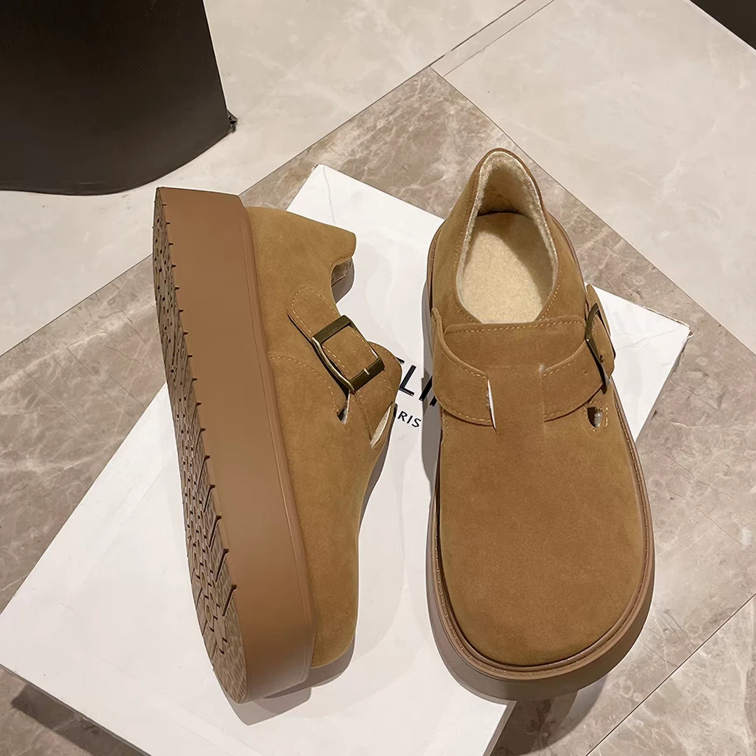 爆款厚底加绒保暖一脚蹬勃肯鞋女秋冬新款 9523M