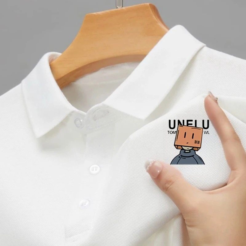 polo衫男纸盒男孩印花夏季新款短袖轻熟风翻领T恤青年帅气半袖