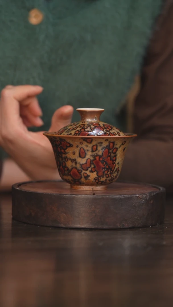 【闪购商品】杯95柴房陶瓷丨斑鹿系列盖碗