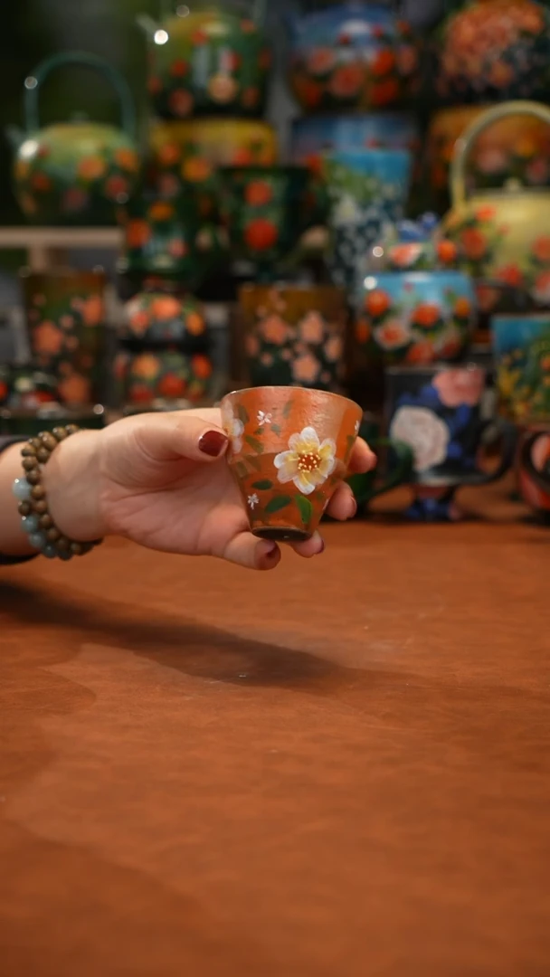 紫砂油画手绘釉下彩