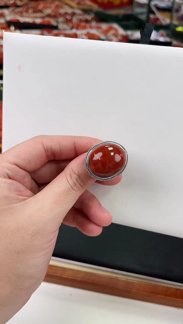 【闪购商品】南红玛瑙戒指银S925镶嵌一个/条