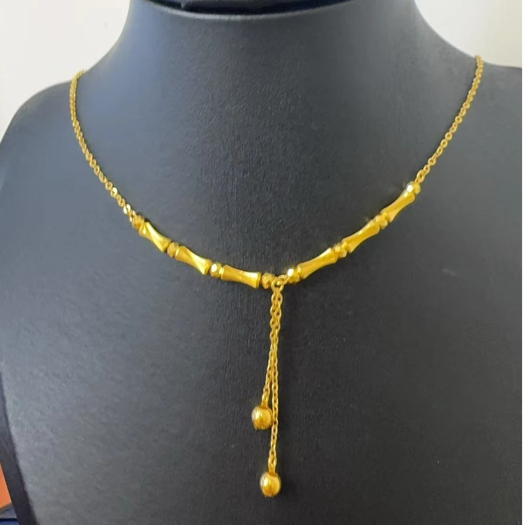 金囍库时尚黄金足金精品工艺竹节金珠简约轻奢