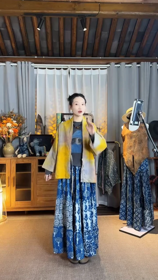 【闪购商品】设计师款花果染斜绑带外套