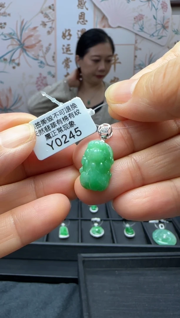 翡翠18K金镶嵌颈饰Y0245貔貅 退货扣运营费100