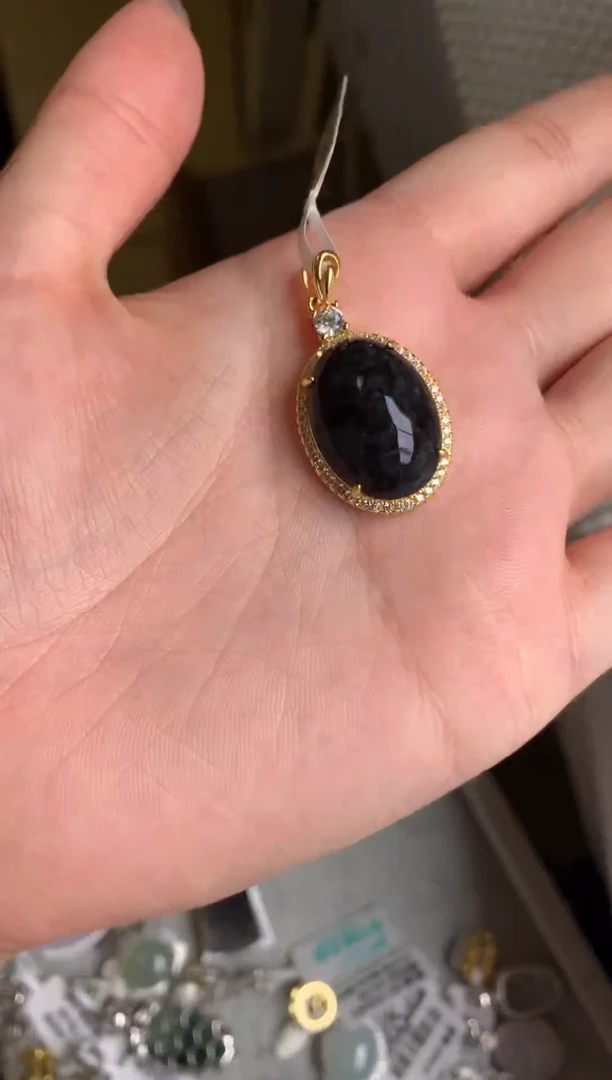 银S925镶嵌戒指翡翠吊坠