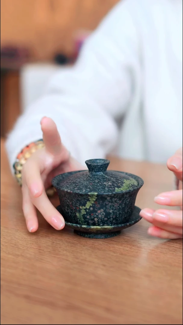 寻武记安山玉三才盖碗