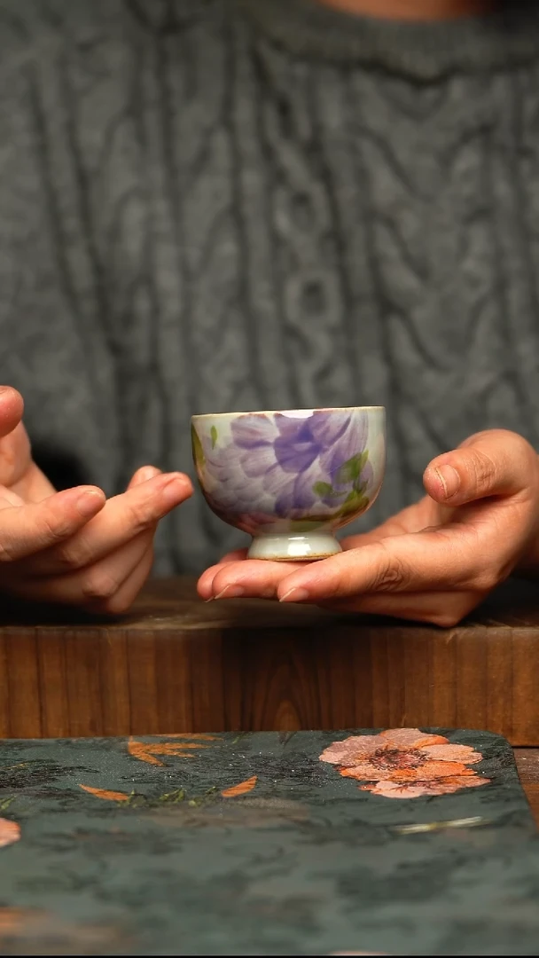 杯釉下彩手工手绘同款陶器
