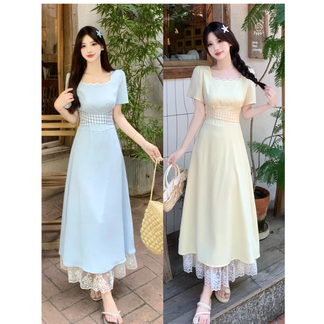 清仓法式夏季连衣裙时尚气质收腰显瘦小个子沙滩裙设计感温柔长裙