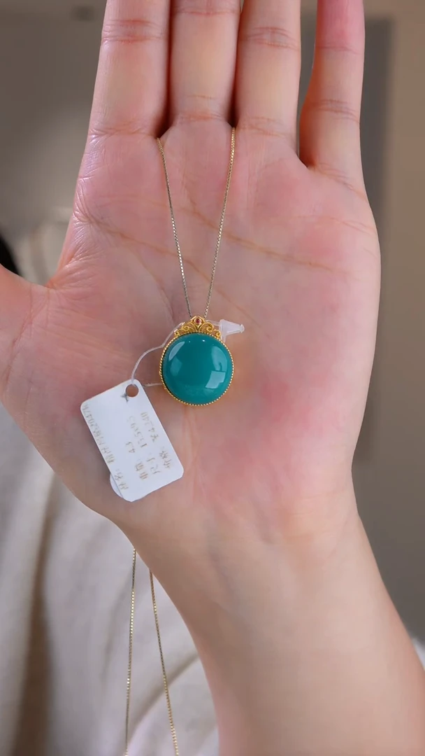 18K金镶嵌绿松石吊坠(不含链)1