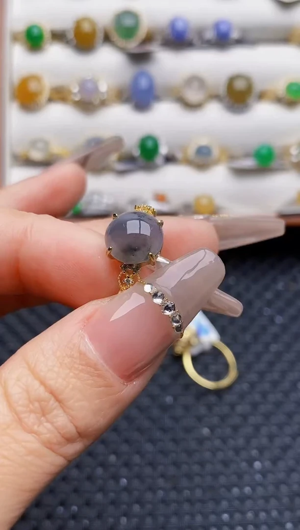 银S925镶嵌戒指翡翠7594