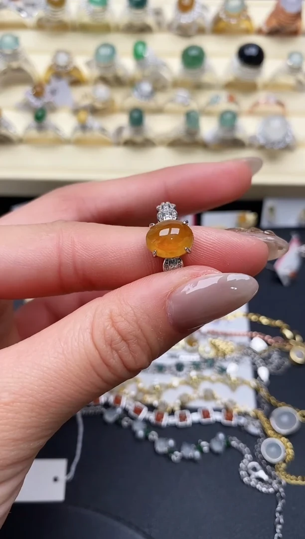 【闪购商品】翡翠戒指银S925镶嵌缅甸翡翠 2  1+1