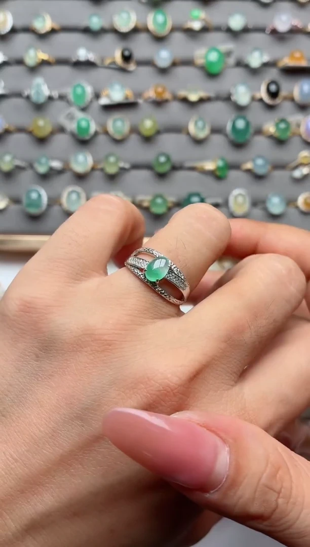 银S925镶嵌戒指翡翠.