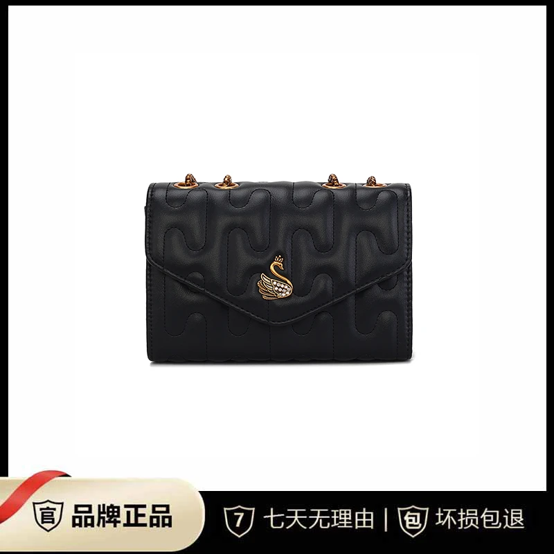 2024新款潮时尚百搭女士小众链条包单肩斜挎包黑色黑天鹅