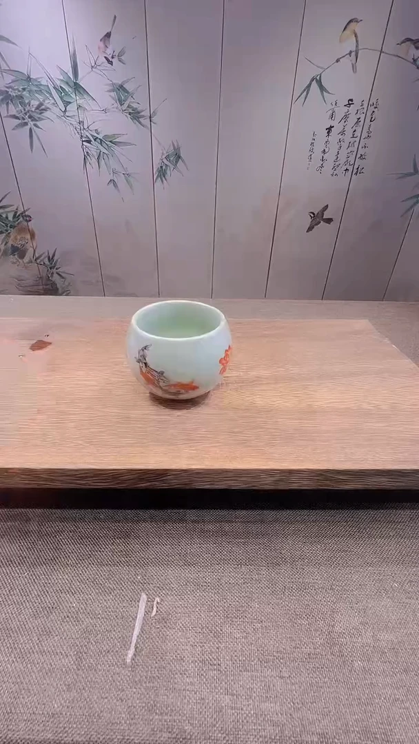 @微光茶器九鲤戏荷莲铜钱杯TJ080