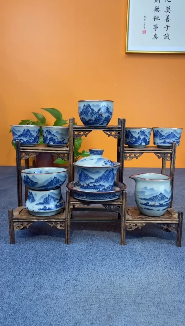 陶瓷景德镇套陶瓷釉下青花八件套