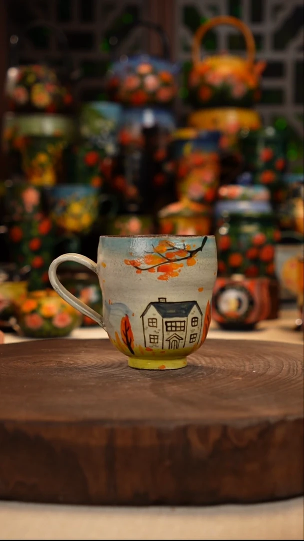 紫砂油画手绘釉下彩