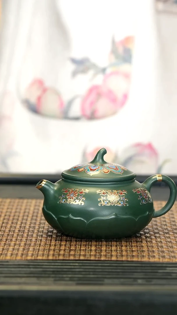 【闪购商品】紫砂茶壶26民国绿 珐琅