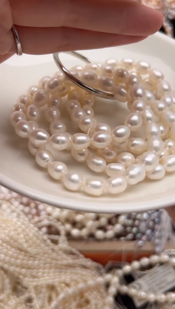 未镶嵌淡水珍珠福利强光*珍珠手链（无核8mm左右）