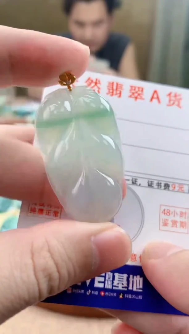 颈饰18K金镶嵌翡翠天然A货翡翠挂件