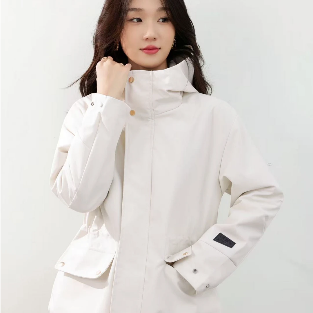 冬季新品首发~2025新款时尚轻奢风衣外套加棉百搭休闲中款冲锋衣