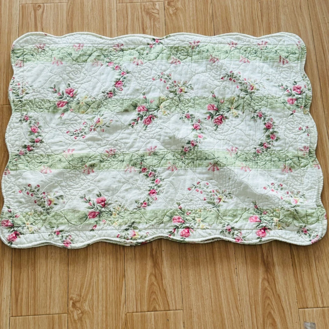 《云云家》高品质浅绿色条纹花枕套尺寸约50*70 发一对