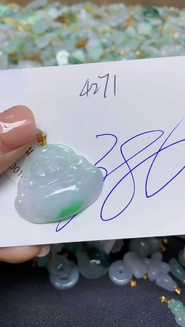 【闪购商品】翡翠挂件18K金镶嵌 天然翡翠A货