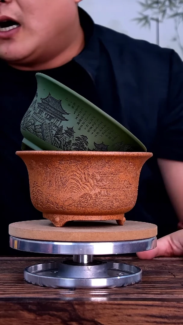 紫砂花盆紫砂花盆内口12-6  2只