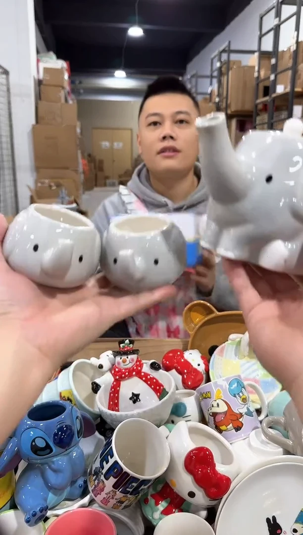 瓷片原盒大象茶壶套组