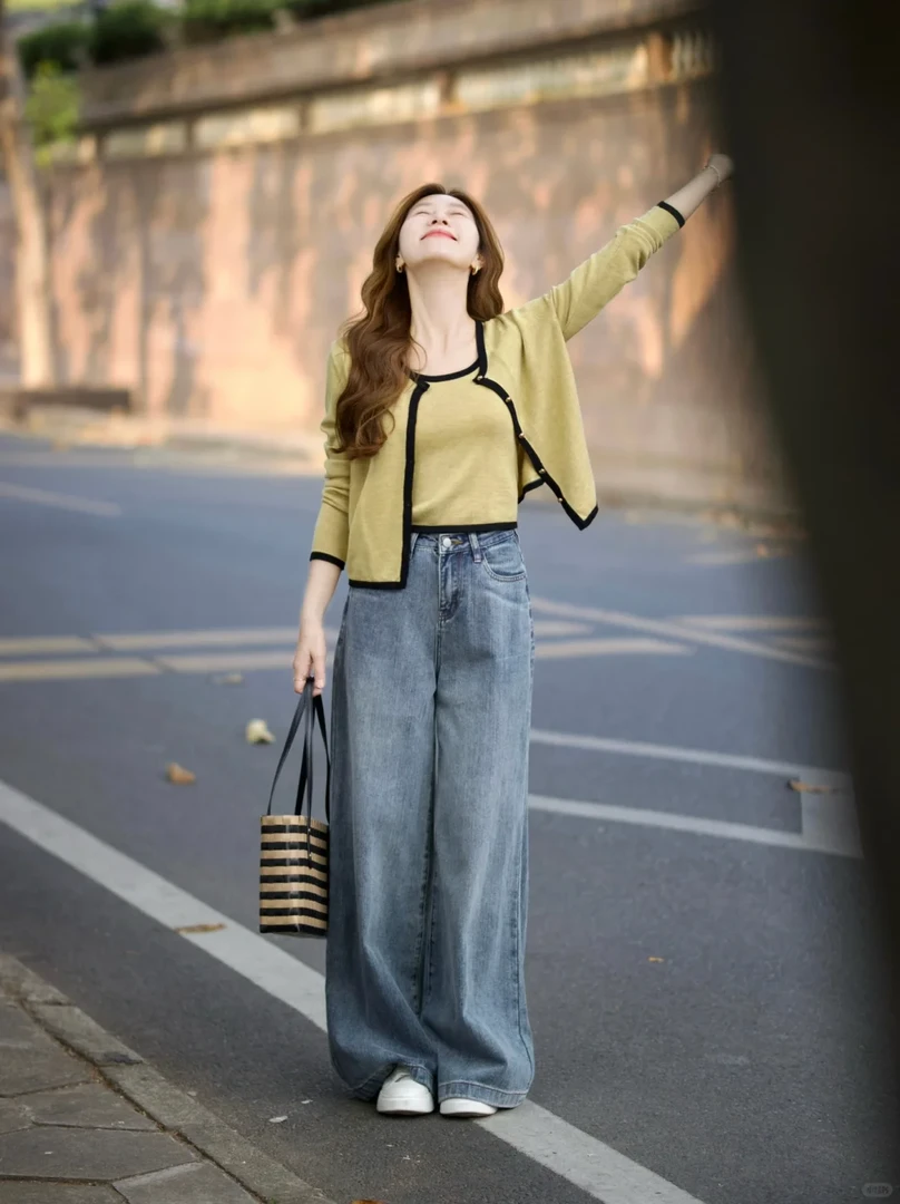 2025春夏新款韩系穿搭慵懒风背心开衫叠穿搭配牛仔裤显瘦三件套女