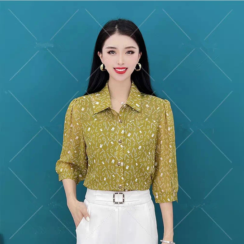 【20个颜色】春夏季薄款七分袖冰丝花色衬衫宽松显瘦中袖防晒开衫