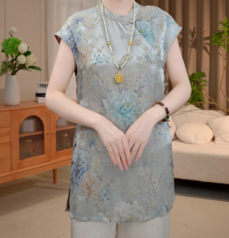 花间蕊新中式短袖中国风气质女装上衣宽松夏季小衫2025B6785秋秋