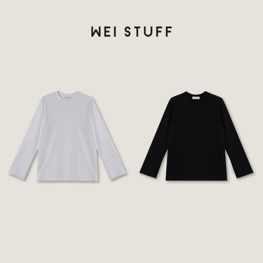 WEI STUFF极简穿搭基础款舒适时尚套头圆领纯色T恤 8172