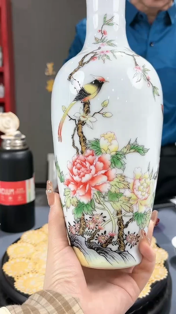 【闪购商品】官窑瓷画院054官窑瓷画院花鸟赏瓶