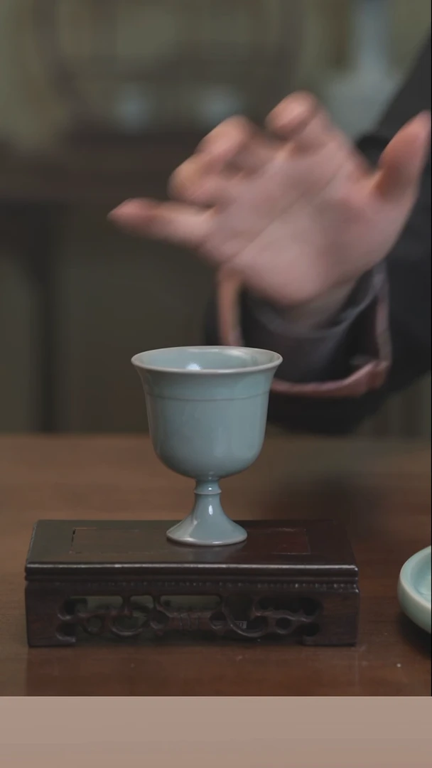 【闪购商品】清凉寺原产地仿古釉是手工汝瓷红酒杯