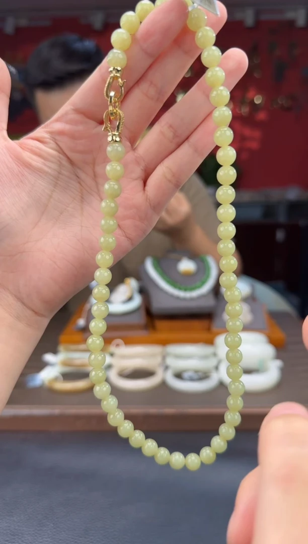 和田玉未镶嵌颈饰黄口妈妈链卡8