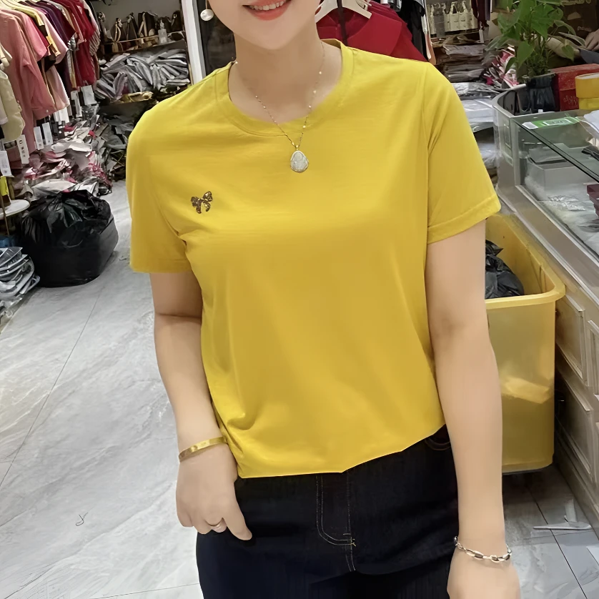 【玲子现货】6601 南韩蝴蝶烫钻标糖果欧货T上衣女