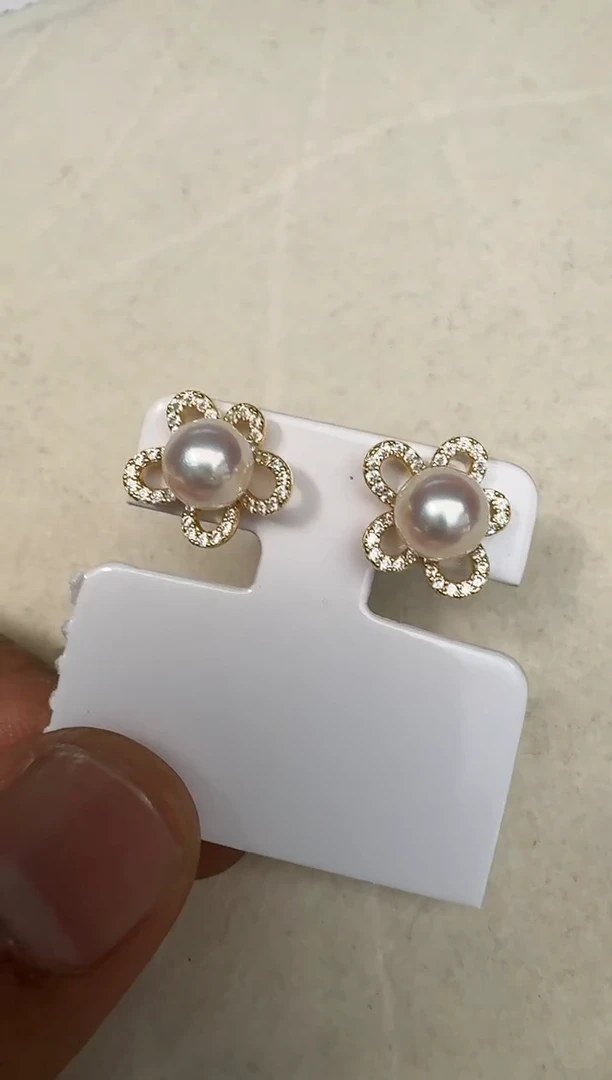 银S925镶嵌耳饰海水珍珠耳钉