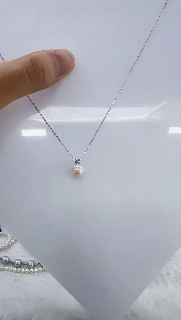 银S925镶嵌海水珍珠DA海水akoya吊坠7-8  y134