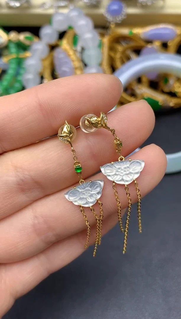 18K金镶嵌翡翠耳饰226-雪姐翡翠天天见